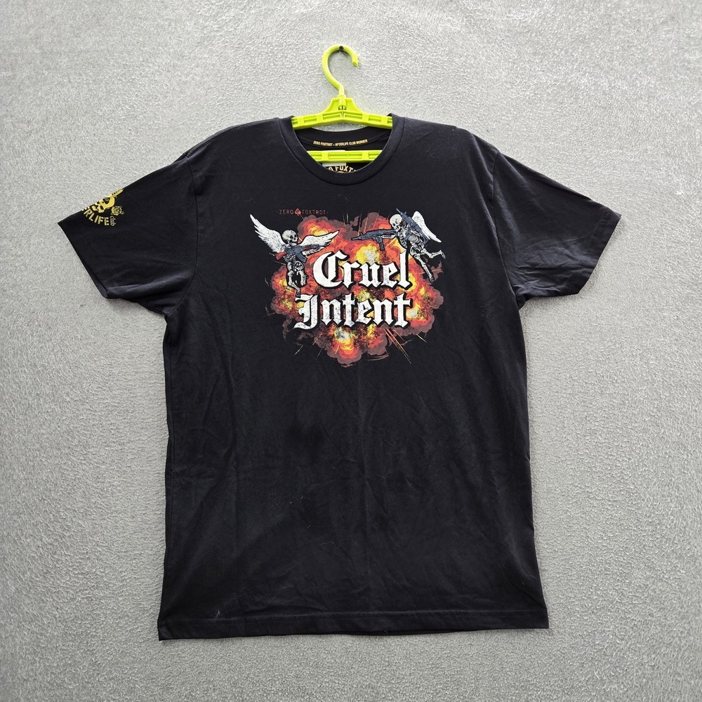 Zero Foxtrot Men Shirt XL Black Graphic Cruel Intent Tee Logo Short Sleeve